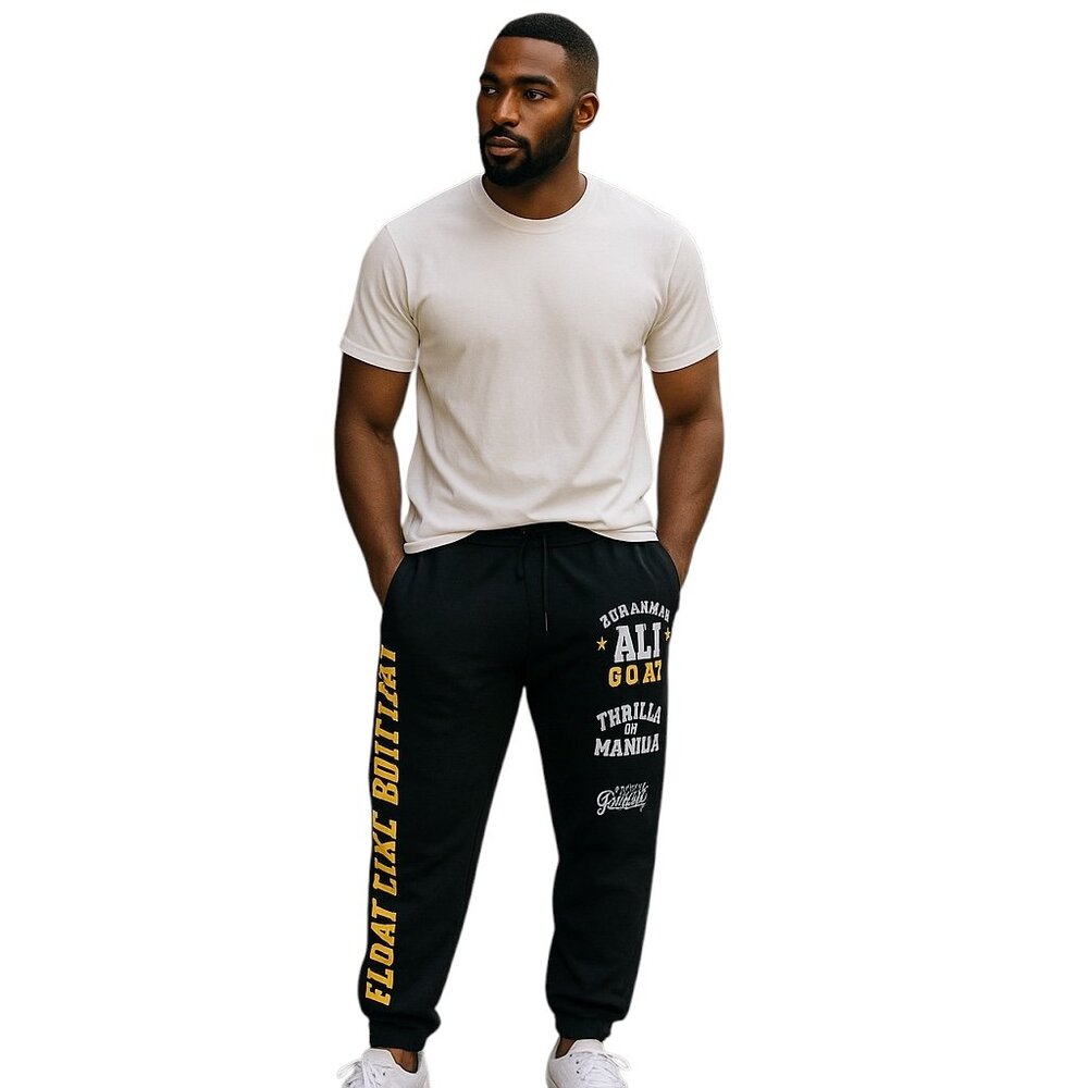 Muhammed Ali Black Graphic Sweatpants Mens Size Medium Loungewear Activewear